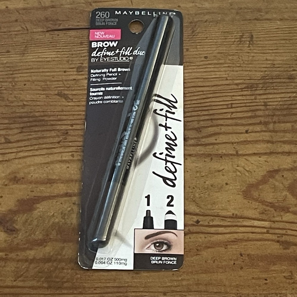 New Maybelline Brow Define +‎ Fill Duo Pencil Powder 260 Deep Brown